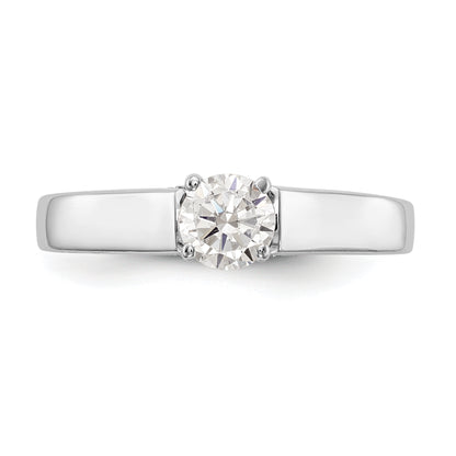 14K White Gold Peg Set Simulated Diamond Engagement Ring