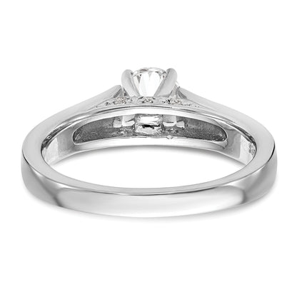 14K White Gold Peg Set Simulated Diamond Engagement Ring