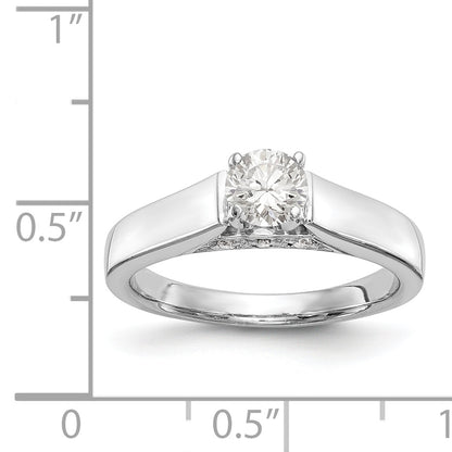 14K White Gold Peg Set Simulated Diamond Engagement Ring