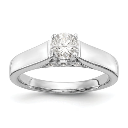 14K White Gold Peg Set Simulated Diamond Engagement Ring