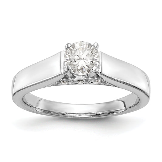 14K White Gold Peg Set Simulated Diamond Engagement Ring