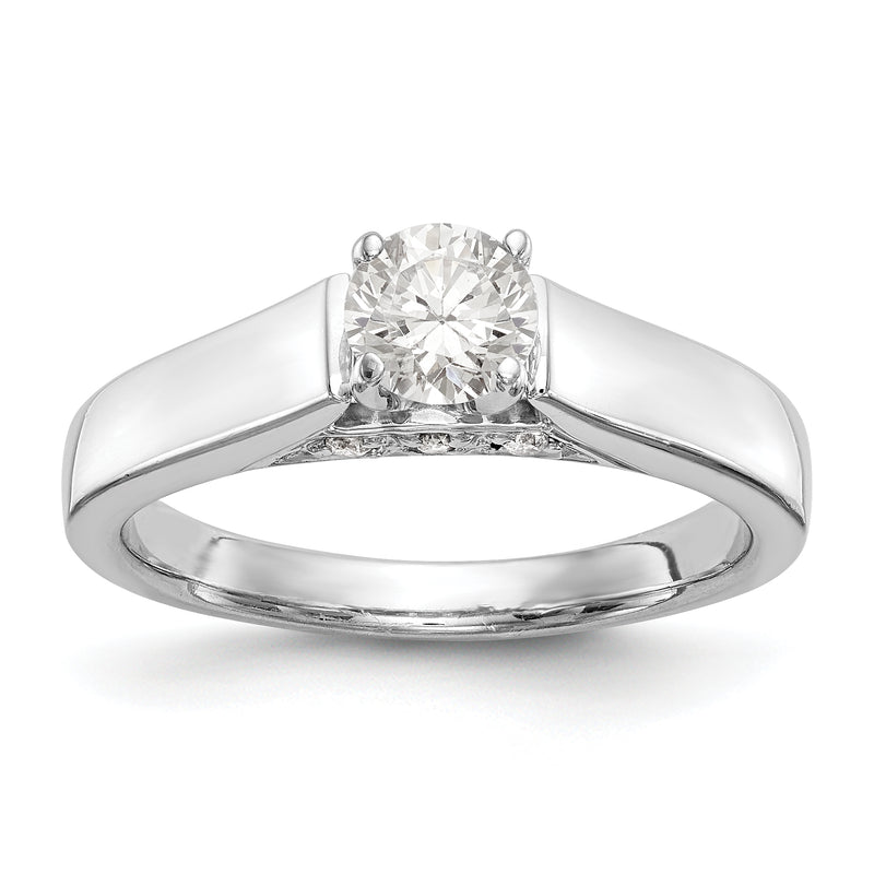 14K White Gold Peg Set Simulated Diamond Engagement Ring