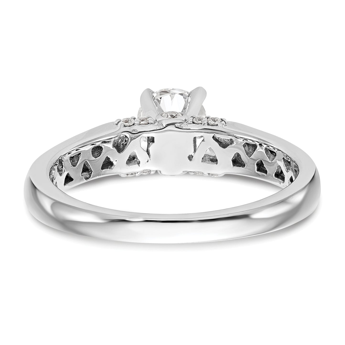 14K White Gold Peg Set Simulated Diamond Engagement Ring
