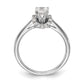 14K White Gold Peg Set Simulated Diamond Engagement Ring