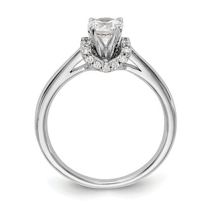 14K White Gold Peg Set Simulated Diamond Engagement Ring