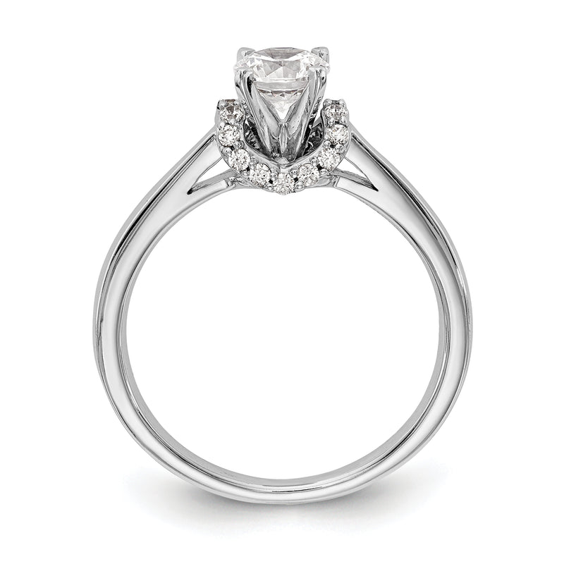 14K White Gold Peg Set Simulated Diamond Engagement Ring