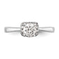 14K White Gold Peg Set Simulated Diamond Engagement Ring