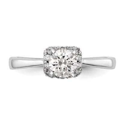 14K White Gold Peg Set Simulated Diamond Engagement Ring