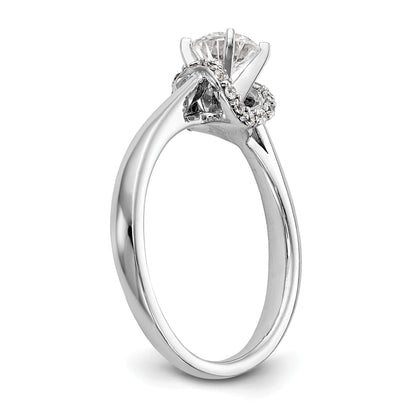 14K White Gold Peg Set Simulated Diamond Engagement Ring