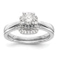 14K White Gold Peg Set Simulated Diamond Engagement Ring