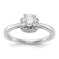 14K White Gold Peg Set Simulated Diamond Engagement Ring