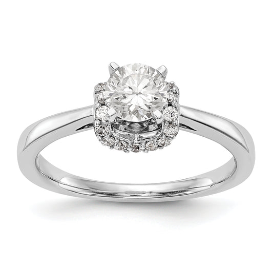 14K White Gold Peg Set Simulated Diamond Engagement Ring