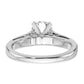 14k White Gold Peg Set Simulated Diamond Engagement Ring
