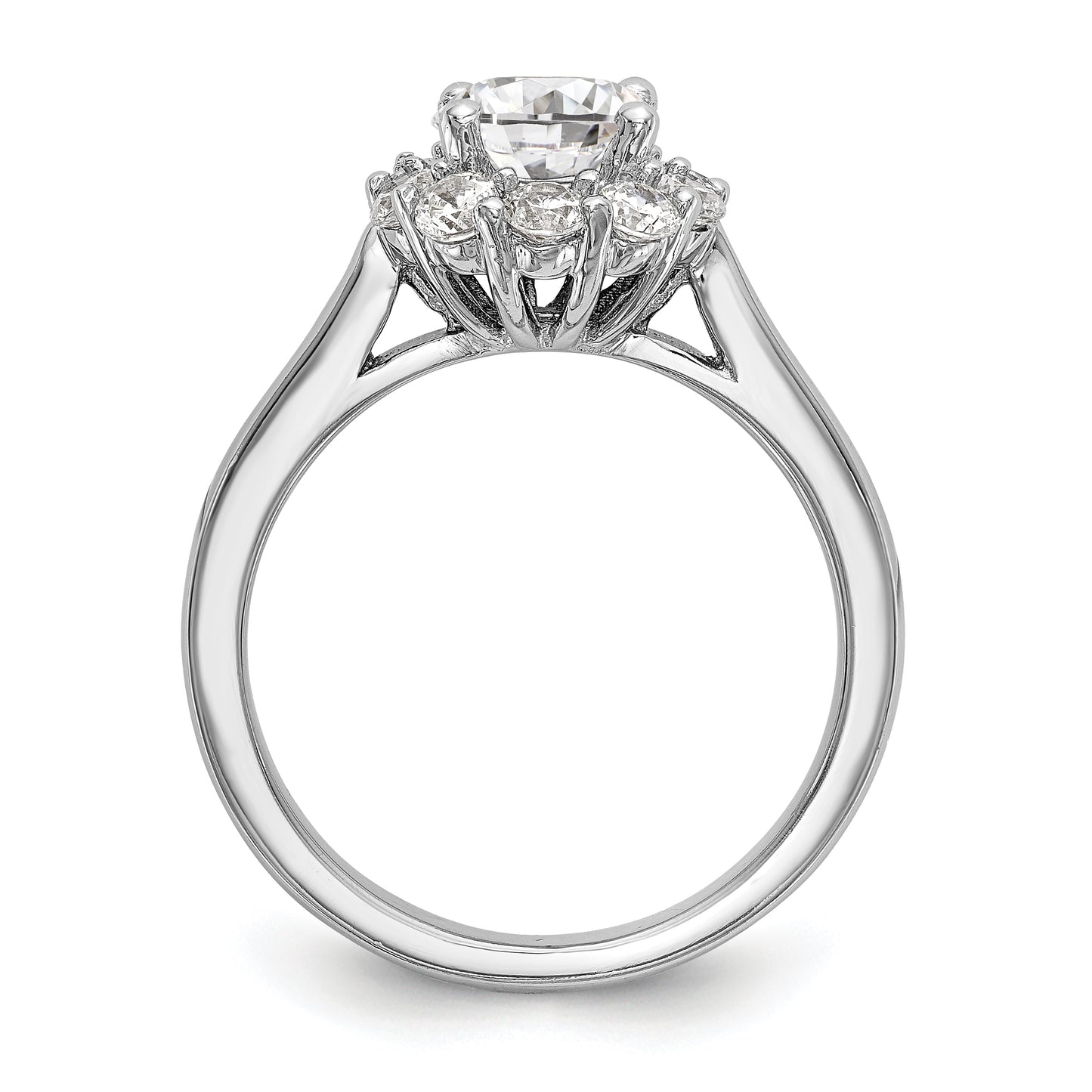 14k White Gold Round Halo Simulated Diamond  Engagement Ring