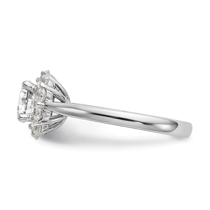 14k White Gold Round Halo Simulated Diamond Engagement Ring