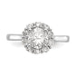 14k White Gold Round Halo Simulated Diamond Engagement Ring
