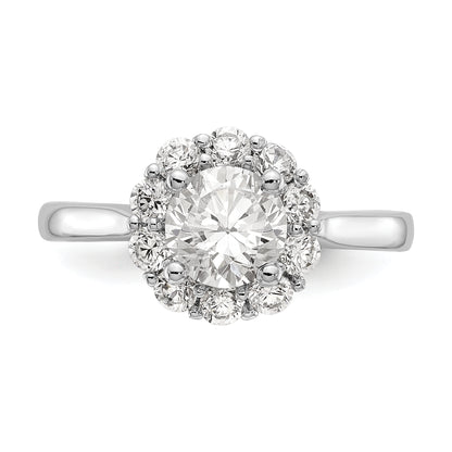 14k White Gold Round Halo Simulated Diamond Engagement Ring