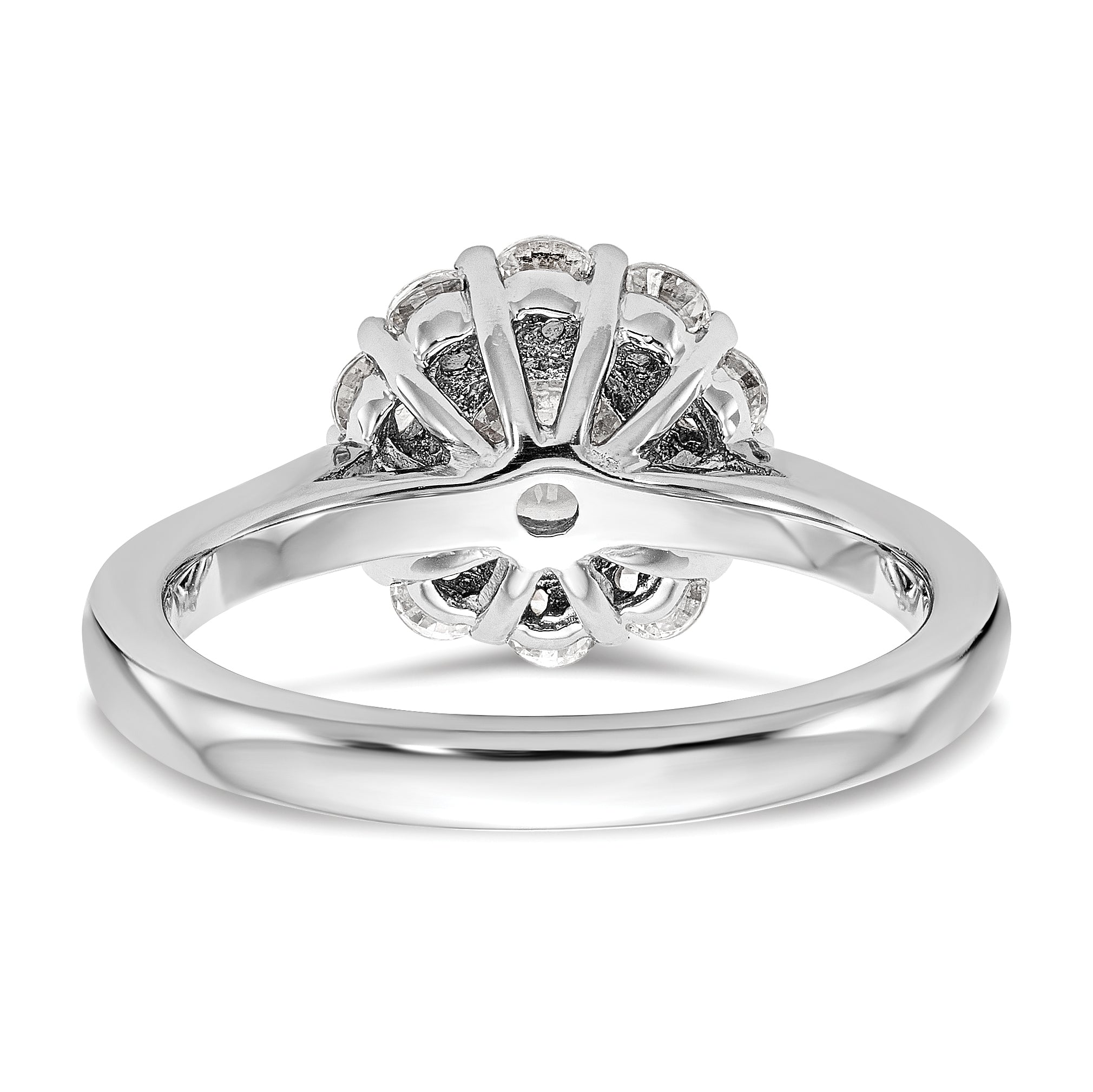 14k White Gold Round Halo Simulated Diamond  Engagement Ring