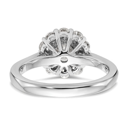 14k White Gold Round Halo Simulated Diamond  Engagement Ring