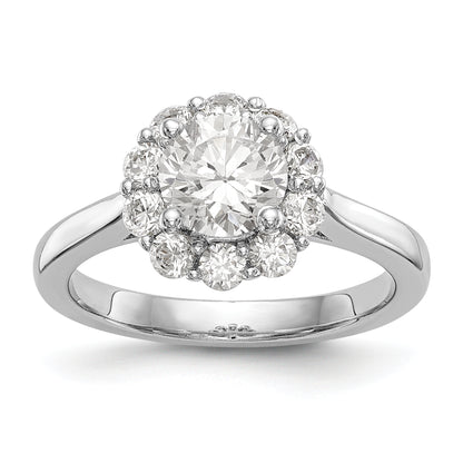 14k White Gold Round Halo Simulated Diamond Engagement Ring
