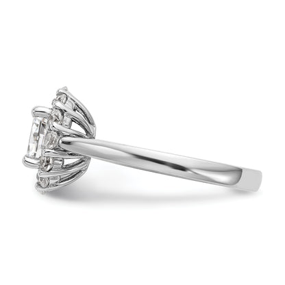 14k White Gold Oval Halo Engagement Simulated Diamond Ring