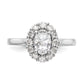 14k White Gold Oval Halo Engagement Simulated Diamond Ring