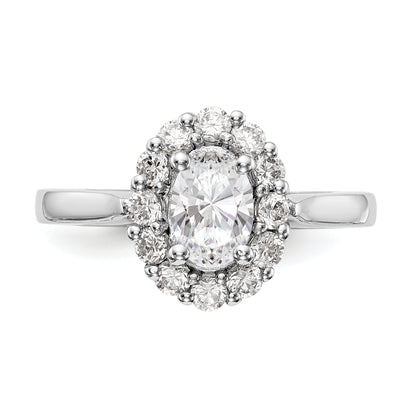 14k White Gold Oval Halo Engagement Simulated Diamond Ring