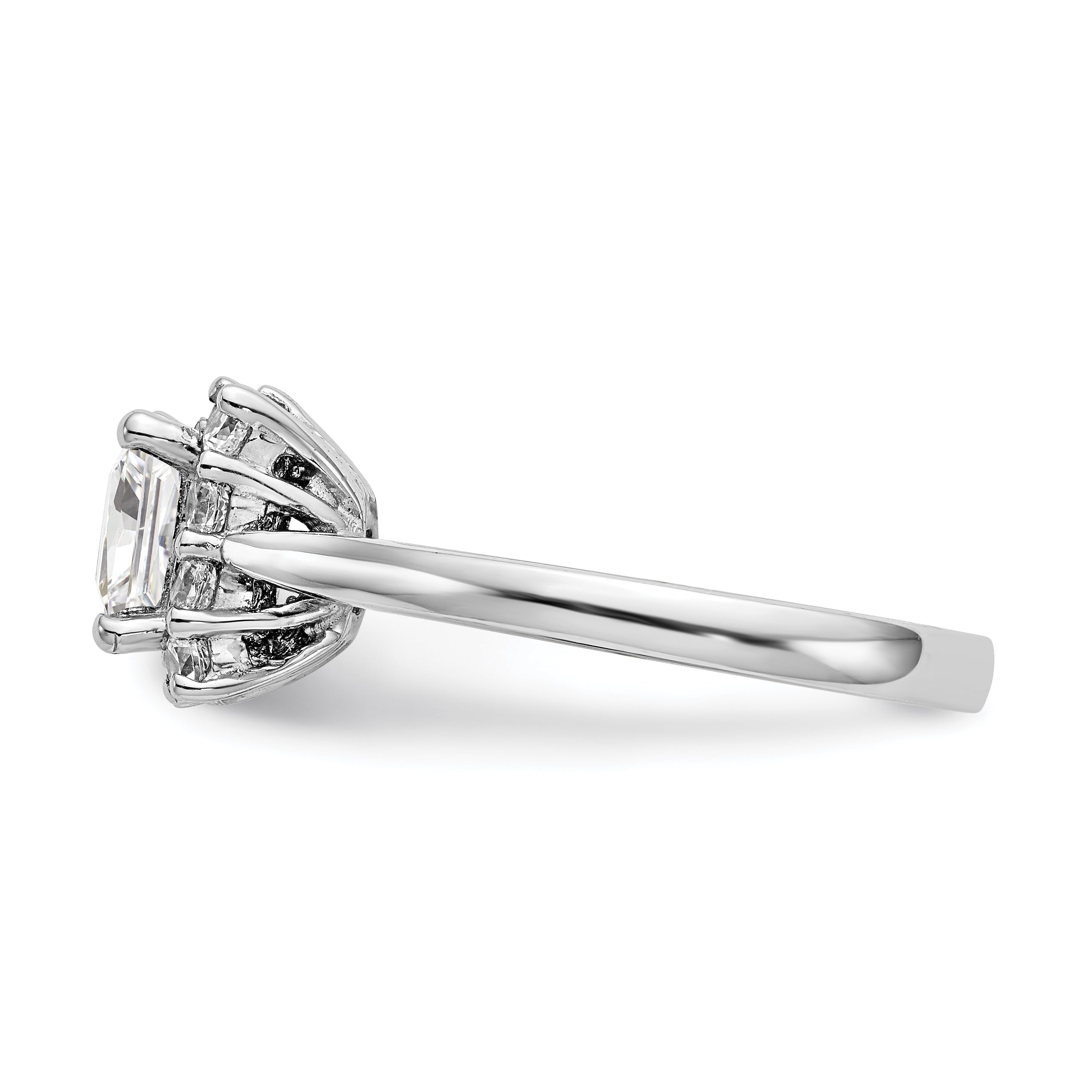 14k White Gold Princess Halo Engagement Simulated Diamond Ring