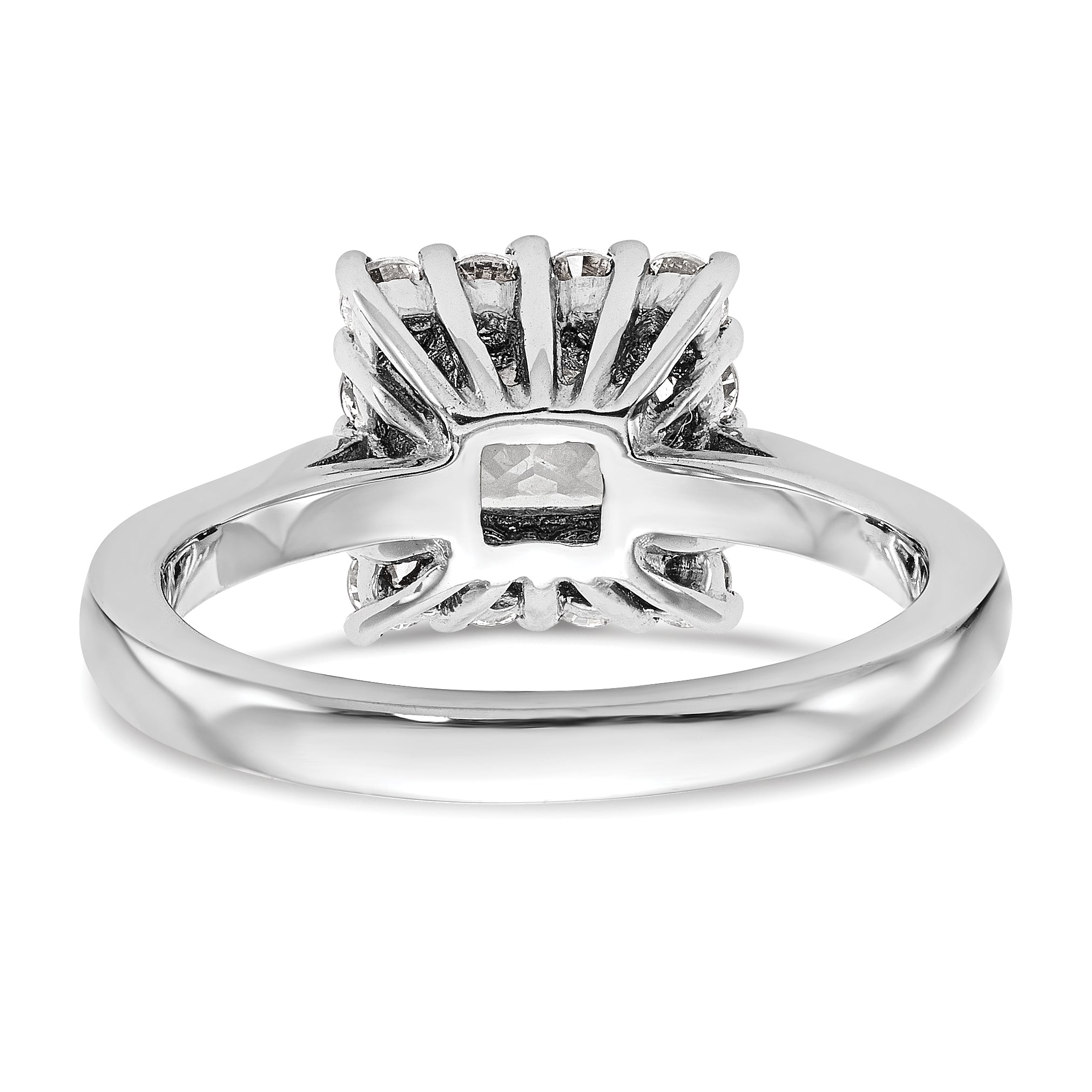 14k White Gold Princess Halo Engagement Simulated Diamond Ring