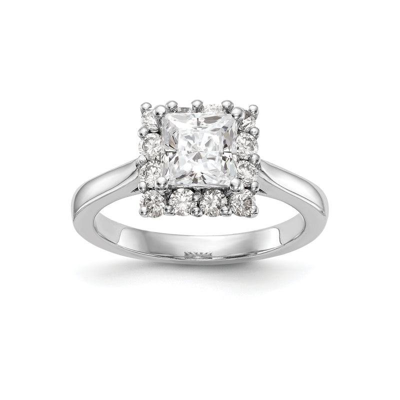 14kw Princess Halo Engagement Simulated Diamond Ring