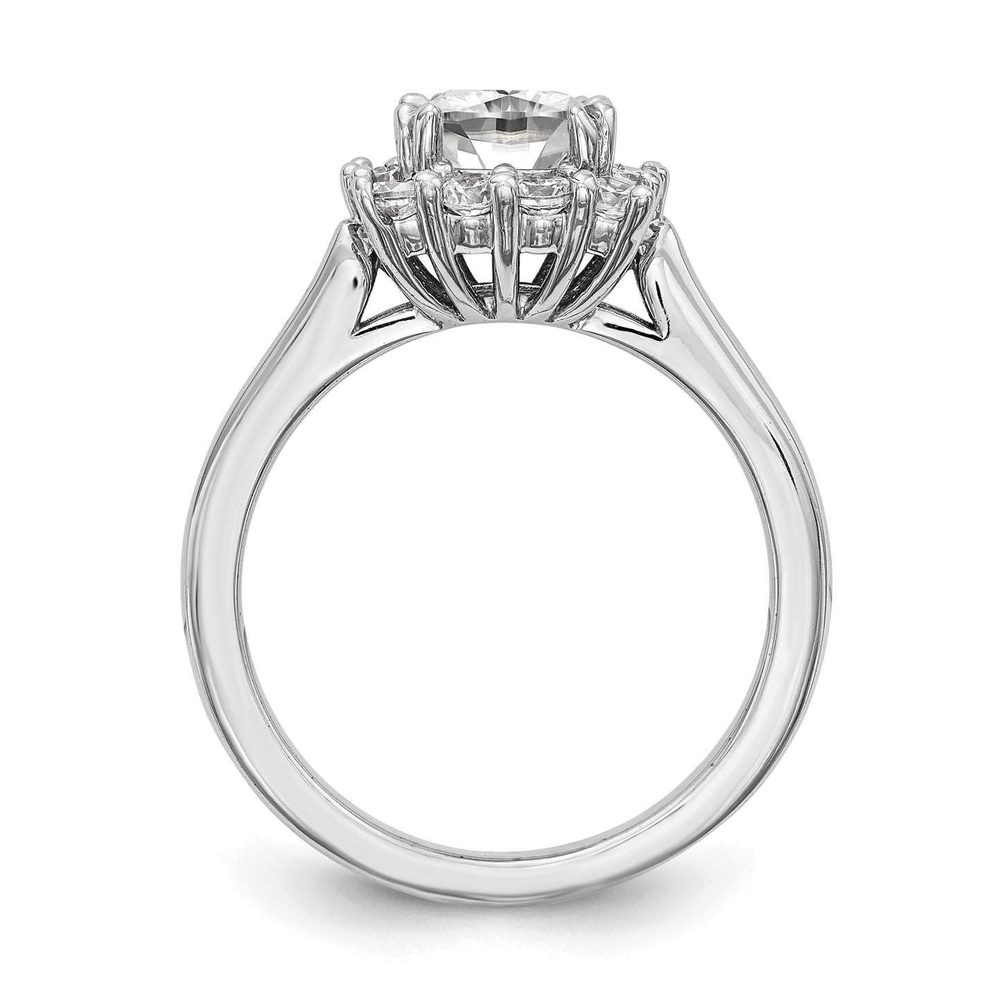 14k White Gold Cushion Halo Engagement Simulated Diamond Ring
