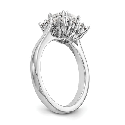 14k White Gold Cushion Halo Engagement Simulated Diamond Ring