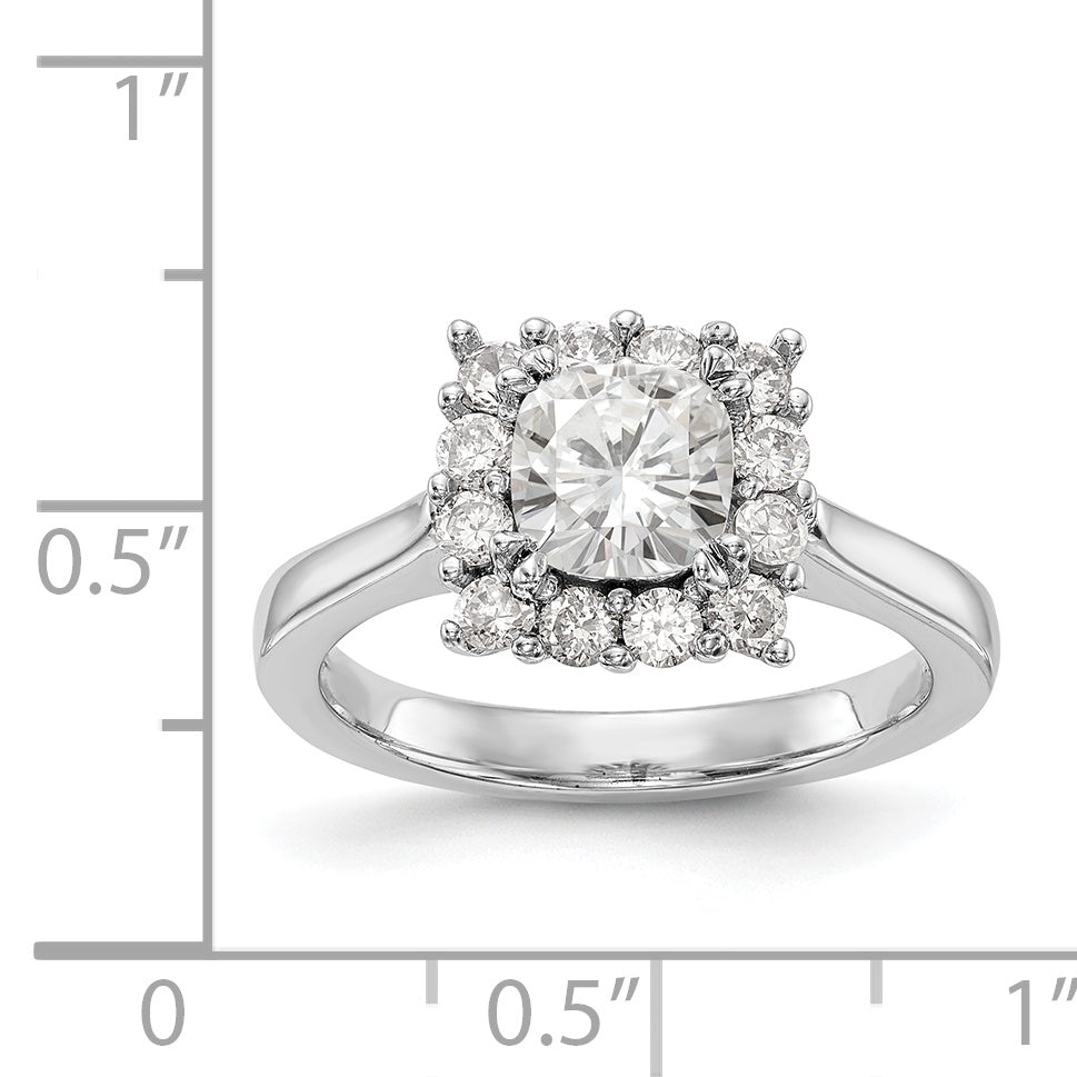 14k White Gold Cushion Halo Engagement Simulated Diamond Ring