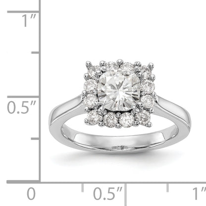 14k White Gold Cushion Halo Engagement Simulated Diamond Ring