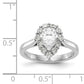 14k White Gold Pear Halo Engagement Simulated Diamond Ring