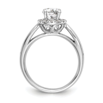 14k White Gold Round Halo Simulated Diamond Engagement Ring