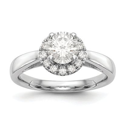 14k White Gold Round Halo Simulated Diamond Engagement Ring