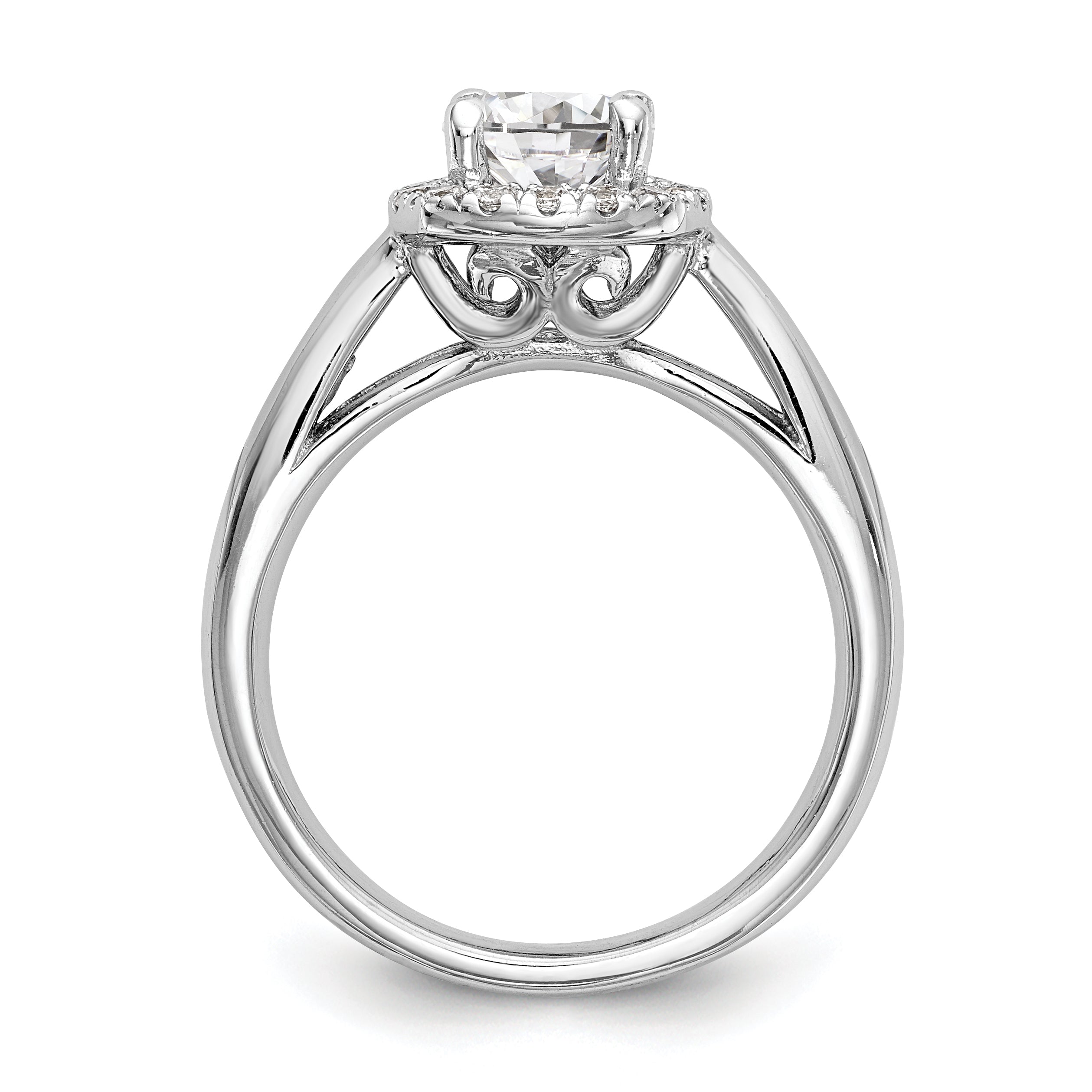 14kWhite Gold Round Halo Simulated Diamond Engagement Ring