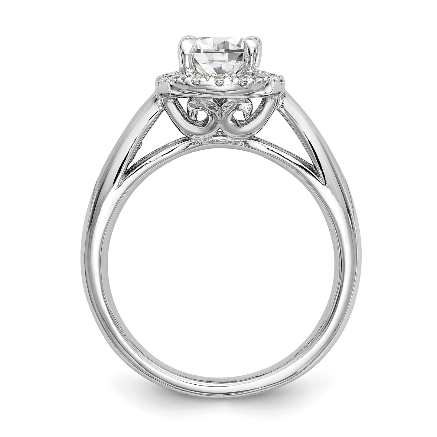 14k White Gold Round Halo Simulated Diamond Engagement Ring