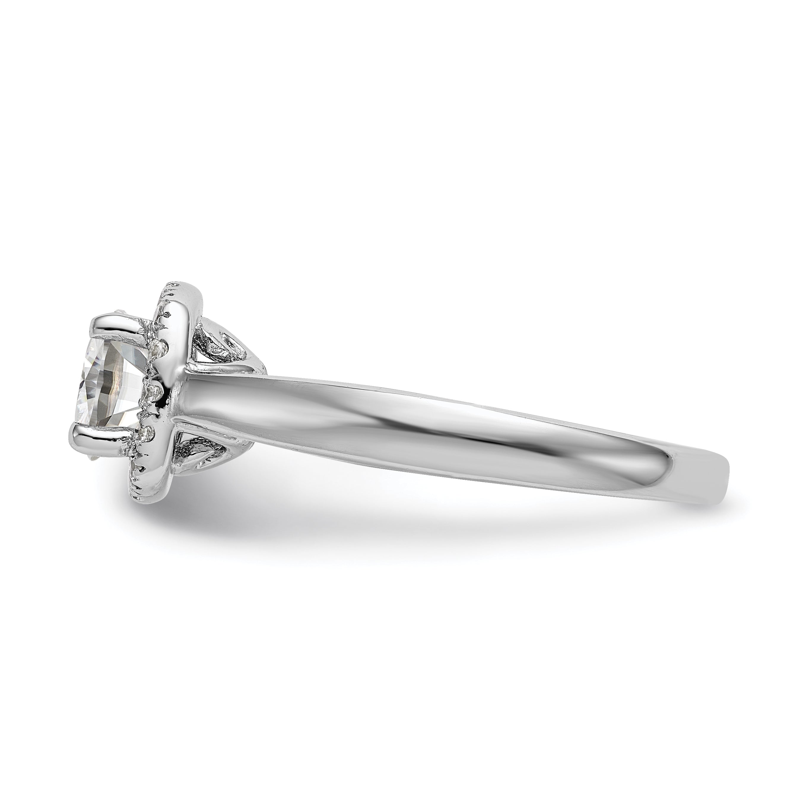 14kWhite Gold Round Halo Simulated Diamond Engagement Ring
