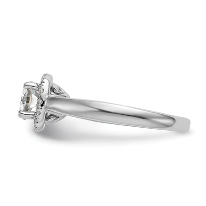 14k White Gold Round Halo Simulated Diamond Engagement Ring