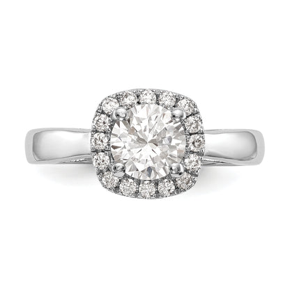 14k White Gold Round Halo Simulated Diamond Engagement Ring