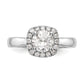 14k White Gold Round Halo Simulated Diamond Engagement Ring