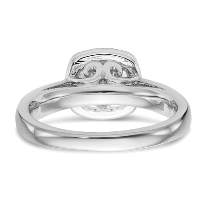 14k White Gold Round Halo Simulated Diamond Engagement Ring