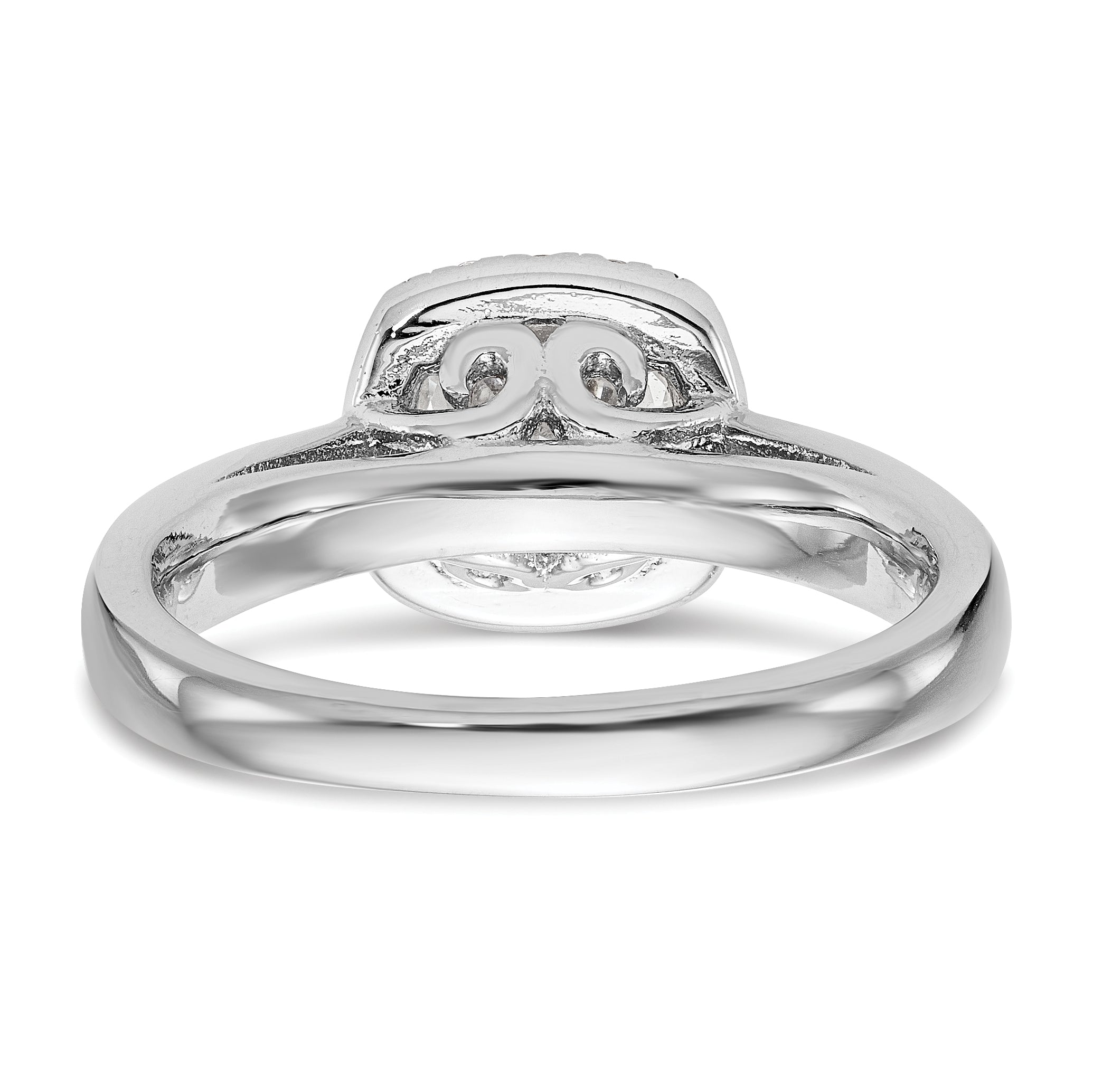 14kWhite Gold Round Halo Simulated Diamond Engagement Ring
