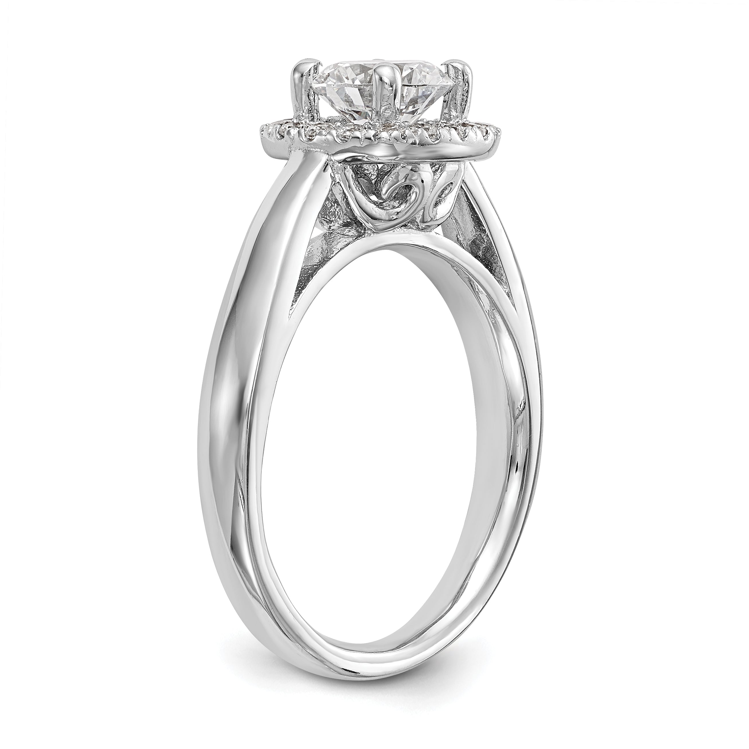 14k White Gold Round Halo Simulated Diamond Engagement Ring