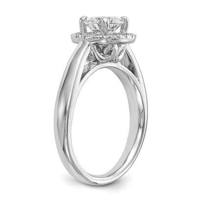 14k White Gold Round Halo Simulated Diamond Engagement Ring