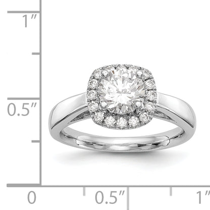 14k White Gold Round Halo Simulated Diamond Engagement Ring