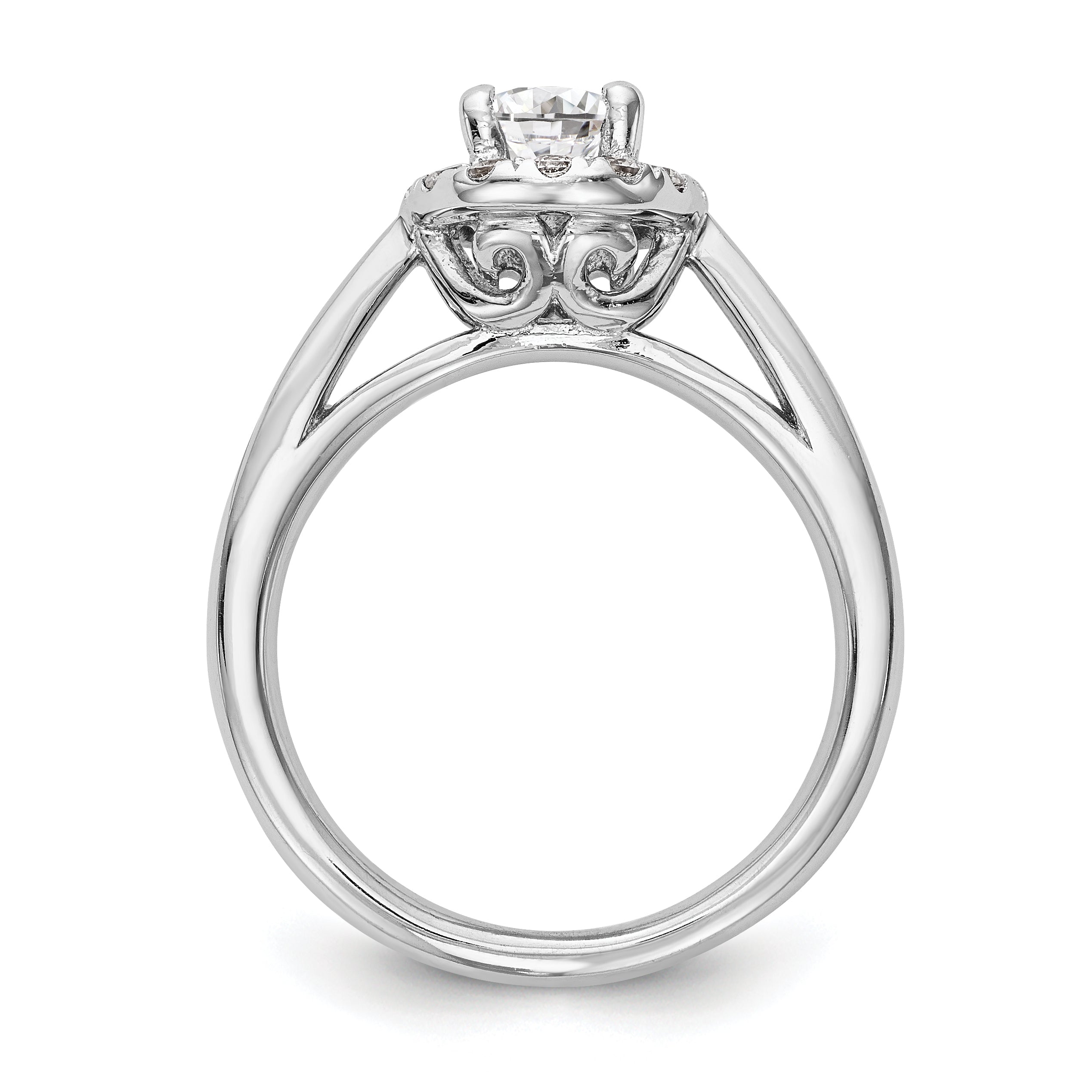 14k White Gold Oval Halo Simulated Diamond Engagement Ring