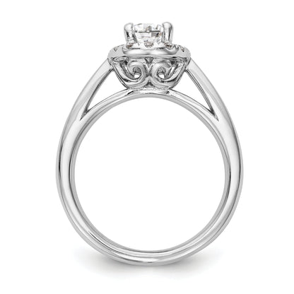 14k White Gold Oval Halo Simulated Diamond Engagement Ring